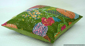 Handmade Cotton Kantha Cushion Covers Vintage Print Zippered <b>Case</b> Hidden Zipper for Home Hospital Decor Celebrities Wholesale - Product Image 2