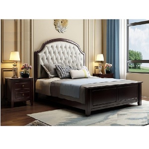 Ensemble de lit et de chambre à coucher en bois de teck de style américain moderne avec tables de chevet-Taille et couleur personnalisables durables-DST EXPORTS - Product Image 1