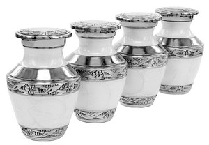 Set of 4 White American Style <b>Keepsake</b> Mini Cremation Urns Brass Memorial Urn Set with Velvet Box <b>for</b> <b>Ashes</b> Funeral Supplies - Product Image 4