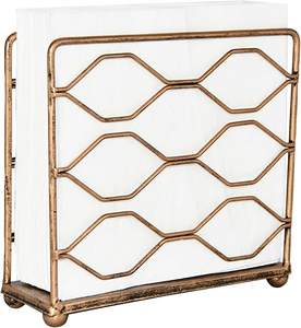 Servilletero de metal en estilo clásico con acabado dorado Ideal para el hogar Comedor Utensilios de cocina Bodas y ocasiones - Product Image 2