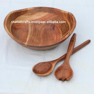 Cuenco de madera de acacia hecho a mano personalizado de alta calidad Madera pura ecológica con el último diseño y función segura para lavavajillas - Product Image 2