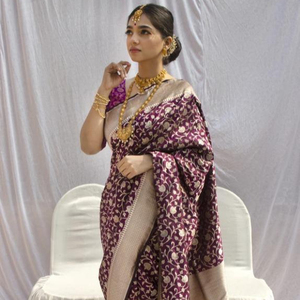 เสื้อผู้หญิงอินเดียผ้าแจ็คการ์ดผ้าไหม Banarasi นุ่มใส่ไปปาร์ตี้ - Product Image 1