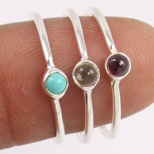 Proveedor de piedras preciosas multicolor, venta al por mayor, Plata de Ley sólida 925, anillo de 3 uds, joyería fina Natural de corte redondo de tamaño estadounidense - Product Image 1