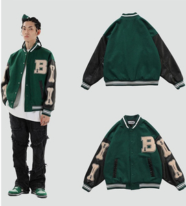 Chaqueta de estilo Hip Hop para hombre y mujer, chaqueta de béisbol masculina de estilo Bomber, con diseño de bloques de colores, estilo universitario - Product Image 4
