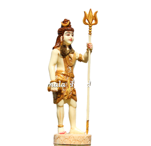 Nirmala Handicrafts - Estatua de Mármol del Dios Shiva, Ídolo de Shiva de Pie, Estatua de Mahakal Bholenath, Decoración Religiosa para el Hogar, Poliresina Blanca - Product Image 1