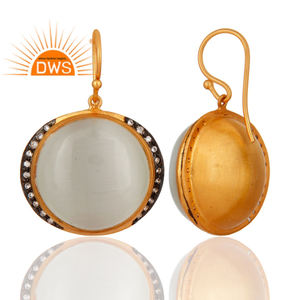 Boucles d'oreilles indien plaqué or 925 en pierre de lune blanche, bijou fait à la main, vente en gros, livraison gratuite - Product Image 2