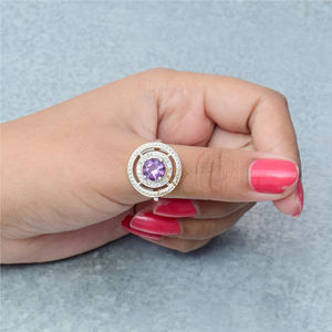 Anillo de piedras preciosas de amatista púrpura de plata esterlina 925 al por mayor hecho a mano con baño de rodio para fiestas - Product Image 2