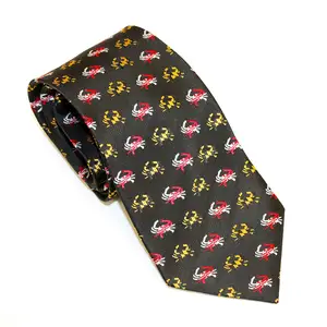 Gravata bordada de poliéster, gravata bordada com logotipo personalizado para homens
