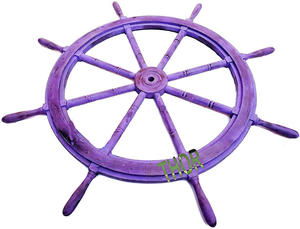 Rueda de barco de madera artesanal, decoración colgante de pared para el hogar, 36 pulgadas, acabado púrpura, náutica - Product Image 4