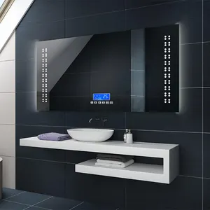 Factory Direct touch screen bathroom smart blue tooth speaker led mirror with light