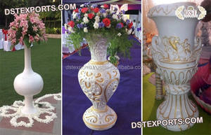 Décor de mariage, pots de fleurs en fibre dorée, meilleures décorations d'allée de mariage, pots de fleurs en fibre de verre, support de fleurs de mariage, décoration d'allée - Product Image 2