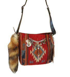 KAMARVY High Fashion Ethnic Boho Women's Handbag <b>Frame</b> Unique Assorted Color <b>Canvas</b> Leather Tassels Chains Zipper Evening Beach - Product Image 1