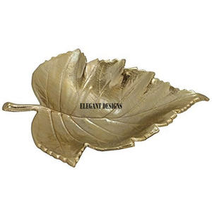 Haute Qualité Or Aluminium Feuille Plateau De Service Classique Indien Élégant À La Main Plateau En Gros Plat Décoratif - Product Image 1