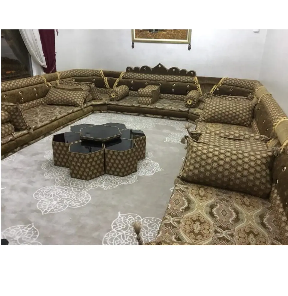Ottoman estilo sofá árabe matrimónio oriental andar | sentado altura 25cm | sofá + tapete de lã + cortina + conjunto de mesa cheio
