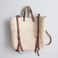 Sac à dos en paille marocaine fait main, sacoche avec poignée souple en corde, bandoulière arquée, imperméable, 20L, unisexe, style bohème