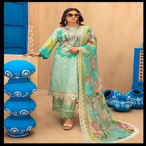 Réplique de Shalwar Kameez Chrizma Master, costumes de fête pakistanais pour femmes en soie, viscose et lin, modèle ChrizmaLeninReplica-02 - Product Image 1