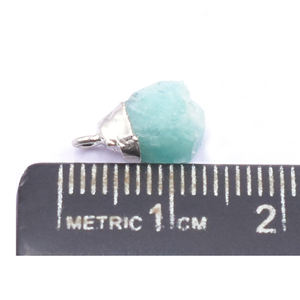 Pendentif en amazonite avec bélière, forme brute, plaqué argent, pour la fabrication de bijoux - Product Image 2