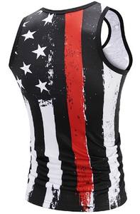 Débardeur sans manches à coupe ajustée pour homme avec drapeau américain T-Shirt en coton élasthanne léger à séchage rapide imprimé étoiles numériques 3D respirant pour - Product Image 2
