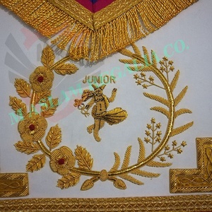 Masonic Mark Regalia Dress Apron <b>Collar</b> Set | Hand Embroidery Real Leather Apron and <b>Collar</b> - Product Image 6