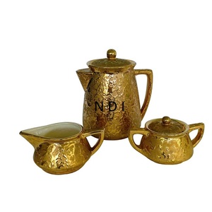 ชุดกาน้ำชาทองเหลืองดีไซน์โค้งสำหรับตกแต่งบนโต๊ะชุดกาน้ำชา - Product Image 1