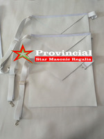Tablier de cérémonie en coton blanc brodé main sur mesure, Rite Français, Grand Démontriant de l'Ordre maçonnique d'Athélas, à vendre
