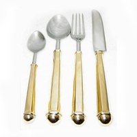Ensemble de couverts en laiton antique fait à la main avec poignée plaquée or couteaux fourchettes et cuillères ensembles de couverts