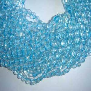 ลูกปัดพลอยสีฟ้าบุษราคัมขนาด4มม. ยาว13นิ้ว,สำหรับทำเครื่องประดับ DIY - Product Image 1