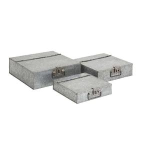 Ensemble de 3 récipients de stockage galvanisés en métal gris avec finition rustique parfaits pour les solutions de stockage d'aliments de restaurant d'hôtel - Product Image 5