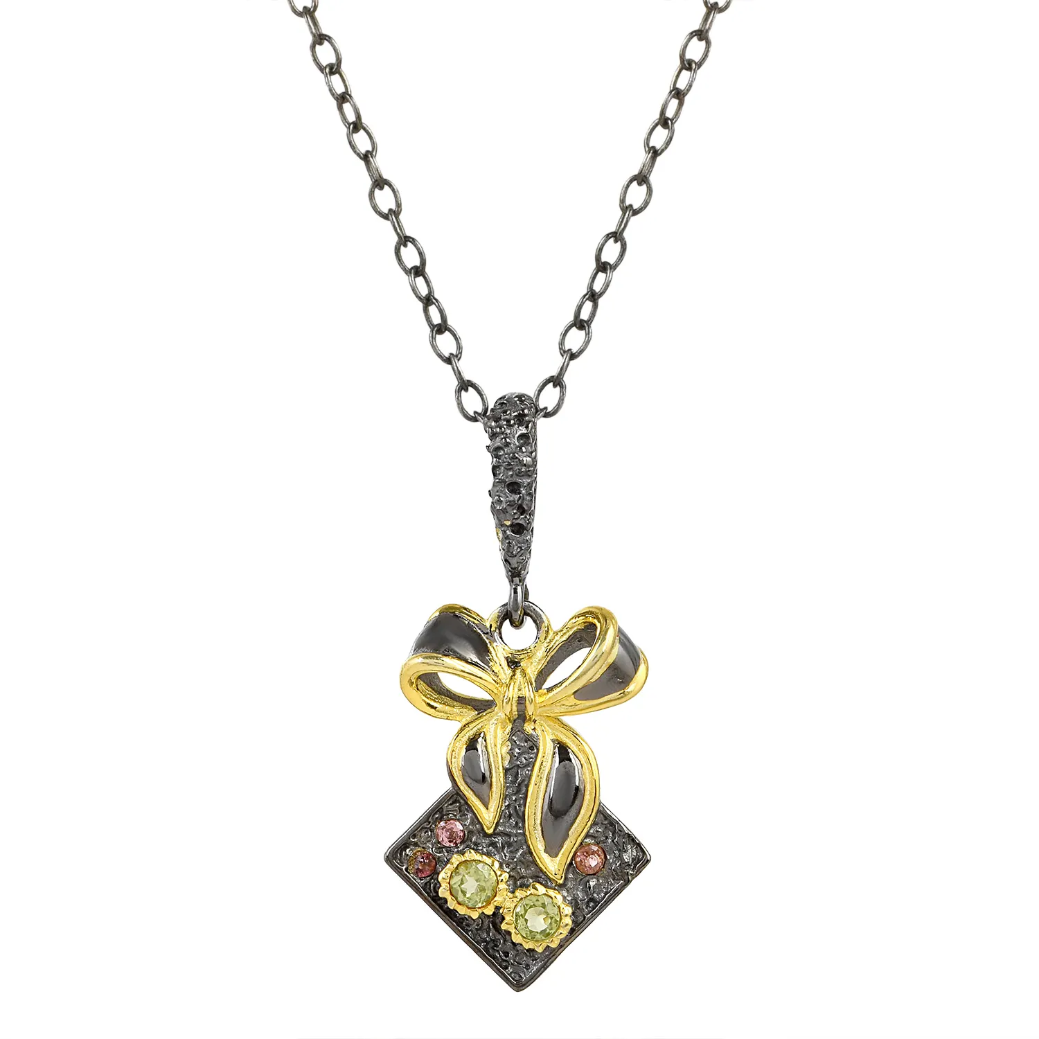 Collier chaîne pendentif en argent Sterling S925, péridot naturel, pierre précieuse, breloques élégantes en forme d'arc, pendentifs en saphir rose, bijoux