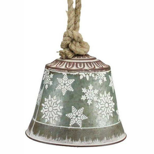 Rústico galvanizado campana de Navidad copos de nieve y de yute de granja Bell Jingle granja Navidad decoración Floral de - Product Image 1