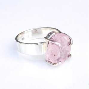 92.5 argent Sterling naturel Morganite pierre précieuse non traitée pierre brute à la main belle bague femmes mignon cadeau - Product Image 5