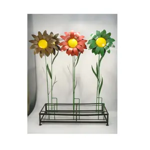 Estacas de girasol para jardín, arte de Metal para flores
