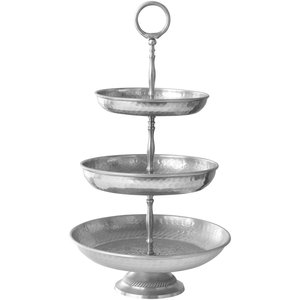 Soporte de servidor de pastel plegable de forma redondeada hecha a mano de 2 niveles Soporte de pastel de metal decorativo de acabado de la mejor calidad Artículo de uso decorativo - Product Image 4