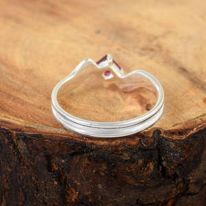 Anillo de Bypass delicado de piedras preciosas de granate rojo de corte en ayunas natural, venta al por mayor, mayorista de joyería de ajuste de punta de banda de plata esterlina 925 - Product Image 4