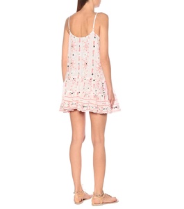 Bohemian Chiffon Mini Dress Hand Embroidery Geometric Print <b>Spaghetti</b> <b>Strap</b> Loose Fit V-neck 100% Cotton Plus Size Summer Women - Product Image 2