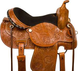 Ensemble de selle anglaise en cuir véritable de qualité supérieure, course de barils, équipement de cheval western, quincaillerie en acier inoxydable durable, plusieurs tailles - Product Image 4