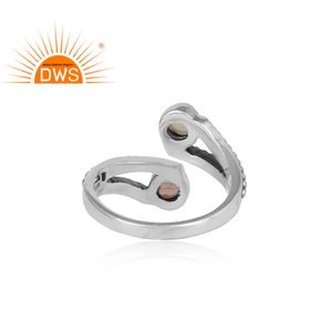Natural Ethiopian <b>Opal</b> & Smoky Quartz Gemstone Statement <b>Ring</b> Jewelry Entwined oxidized <b>Silver</b> <b>Ring</b> Jewelry Wholesaler - Product Image 4