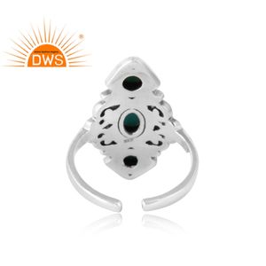 Anillo de plata de primera ley y Gema para mujer, sortija, plata esterlina 925, piedra Natural, color turquesa, estilo bohemio - Product Image 4