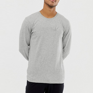 Custom Logo Cheap Price Plain T-Shirt With Pocket <b>Round</b> Collar Slim Fit Long Sleeve T-Shirt For Men - Product Image 2