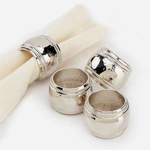 Anneau de serviette perlé rond martelé en laiton de haute qualité, décorations de Banquet de mariage haut de gamme, anneau de serviette - Product Image 2