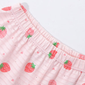 Wholesale New Quality Children Baby Girl's Strawberry Short-sleeved Casual Soft Cotton Pajama - Product Image 5