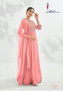 ชุดส่าหรีแบบตรงสีชมพูสไตล์อินเดียและปากีสถาน ชุดดีไซเนอร์แบบดั้งเดิมสไตล์ปากีสถานสำหรับผู้หญิง - Product Image 3