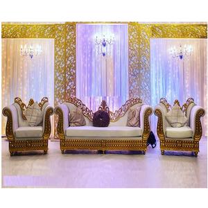Set de canapé décoratif de scène de mariage musulman, élégant, de Style français, ensemble de canapé pour marié et mariée, de couleur or blanc, Set de styliste - Product Image 2