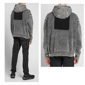 Sudadera con capucha para hombre con lavado ácido, estilo urbano, hombros caídos, peso pesado, tipo jersey, oversize, con logotipo personalizado - Product Image 4