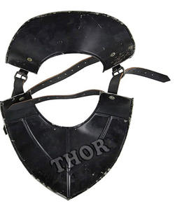 Protector de Cuello Medieval de Acero Calibre 18 con Placa Plateada y Correa de Cuero, Cuello Alto - Product Image 6