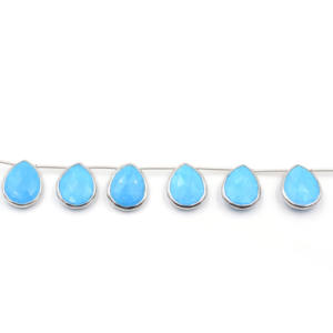 Howlite 14-16mm Pear Shape <b>Silver</b> Bezel 11-Strand Top Side Drilled 14K/18K Gold Plated 11 Beads Strand - Product Image 2