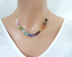 Collier en argent Sterling 92.5 naturel non traité, pierre précieuse brute, fait à la main, 24 pouces de Long, fabrication indienne - Product Image 4