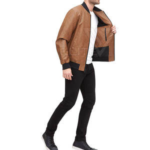Veste en cuir pour hommes, manteau coupe-vent chaud à la mode, vestes d'extérieur épaisses et élégantes décontractées avec fermeture éclair pour hommes - Product Image 6