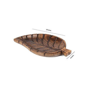 Plateau en bois sculpté à la main en forme de feuille, plateau de service à fruits en bois naturel, assiettes en bois brun à bas prix - Product Image 4