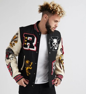 OEM Service Best Quality Customized Made <b>Men</b> Letterman <b>Jackets</b> 100% Polyester Collage <b>Jackets</b> - Product Image 4